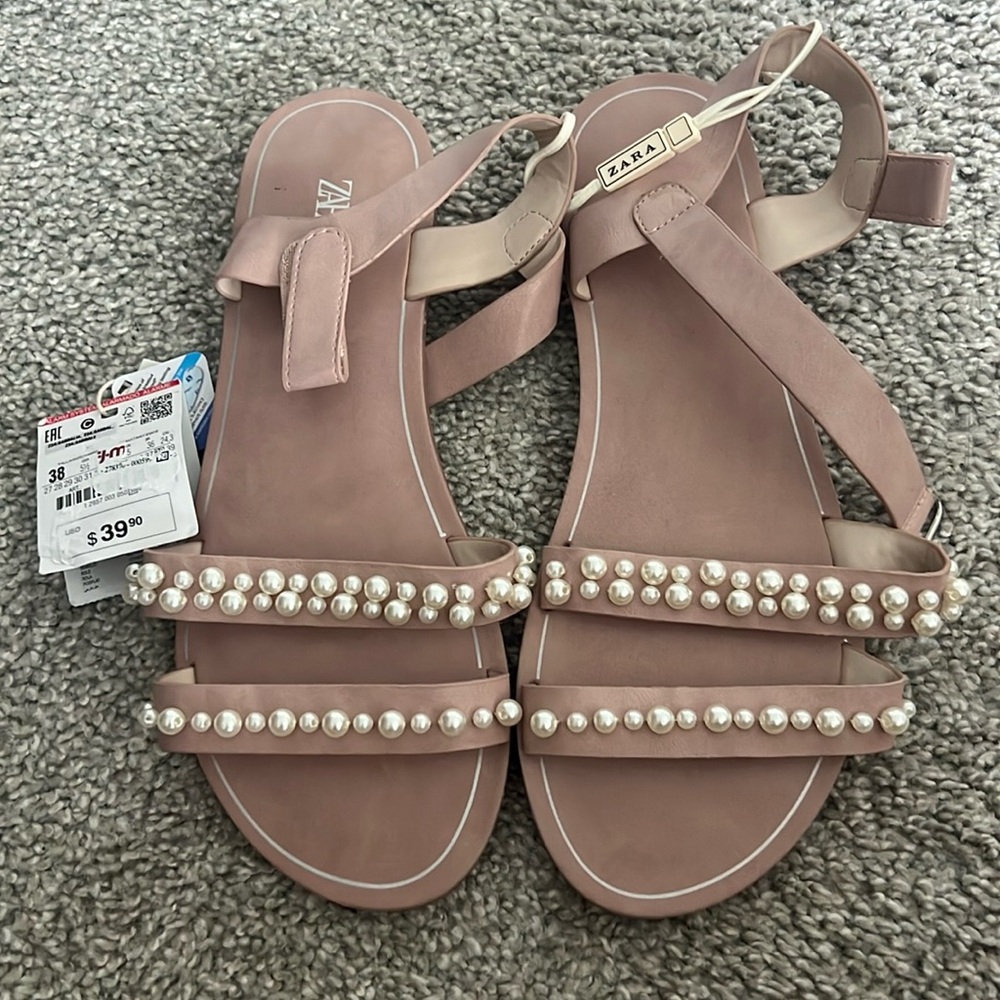 Zara Pearl Sandals NWT